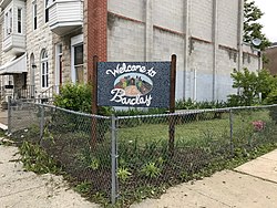 Barclay neighborhood welcome sign