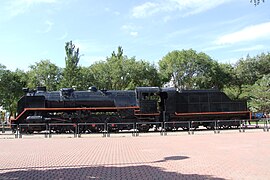 La llegada del ferrocarril en 1855 fue un revulsivo para el crecimiento de la ciudad. En la imagen, Locomotora Mikado de Albacete situada en el parque Lineal.