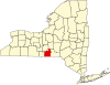 State map highlighting Tioga County