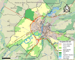 Carte en couleurs présentant l'occupation des sols.