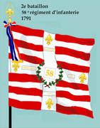 Drapeau du 2e bataillon du 58e régiment d'infanterie de ligne de 1791 à 1793