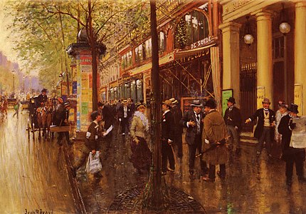 The Grand Boulevards, exit of the Theatre des Varietes by Jean Béraud (between 1875 and 1890s)