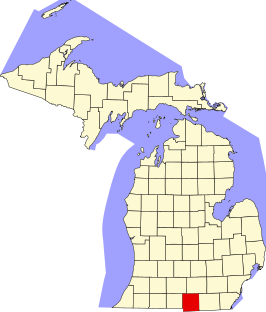 Locatie van Hillsdale County in Michigan