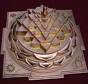 The Shri Yantra shown in the three-dimensional projection called Mahāmeru