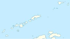 Mapa konturowa Szetlandów Południowych, blisko górnej krawiędzi po prawej znajduje się punkt z opisem „Elephant Island”