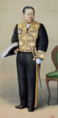 Uniforme cortesán xaponés de 1872, segue o modelo europeo.