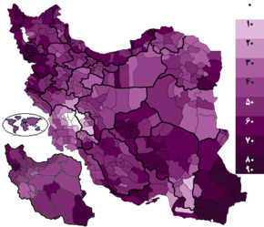 Votes received by Rouhani per districts