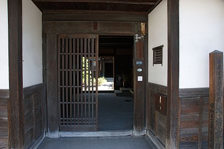 A kōshi door in a historic house, unfilled.