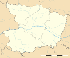 Mapa konturowa Maine i Loary, u góry po prawej znajduje się punkt z opisem „Saint-Quentin-lès-Beaurepaire”