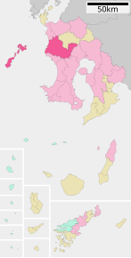 Poziția localității Satsumasendai