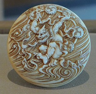 Netsuke depicting Raijin, by Kaigyokusai Masatsugu (1813-1892)