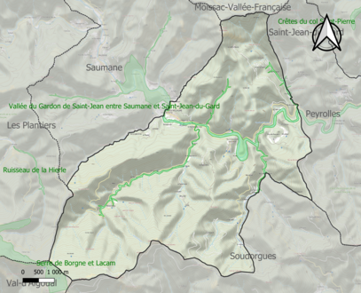 Carte de la ZNIEFF de type 1 sur la commune.