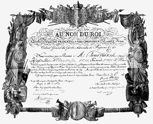 diploma uit 1815 met de titels van "monsieur"