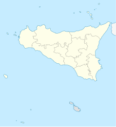 Mapa konturowa Sycylii, po prawej nieco u góry znajduje się punkt z opisem „Giarre”