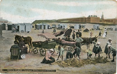 La plage de Berck en 1908.