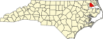 Mapa de Carolina del Norte con la ubicación del condado de Perquimans