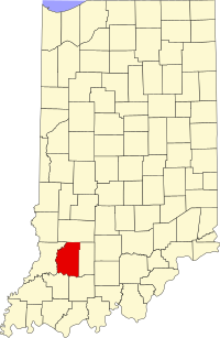 Map of Indijana highlighting Daviess County