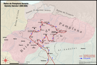 Reino de Pamplona con Sancho Garcés I, primer rey de Pamplona.