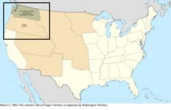 Map of the change to the United States in central North America on March 2, 1853