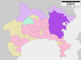 Situering van Yokohama in de prefectuur Kanagawa