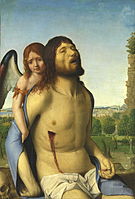 Cristo morto sostido por un anxo, de Antonello da Messina (1476-1479).