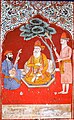 Fresco of Guru Nanak, Bhai Mardana, and Bhai Bala located in the Sheesh Mahal of Faridkot Fort