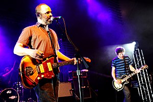 Swervedriver performing at the Perth International Arts Festival, 2011. From left to right: Graham Bonnar, Adam Franklin, and Jimmy Hartridge.