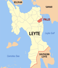 Map of Leyte with Palo highlighted