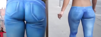 Body painted yoga pants as part of YouTube prank video.