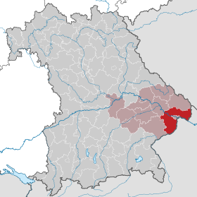 Landkreis Passaus läge (mörkrött) i Bayern