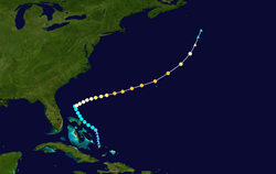 Trajectoire d’Humberto passant par les Bermudes.