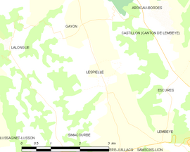 Mapa obce Lespielle