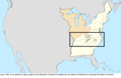 Map of the change to the United States in central North America in June 1785