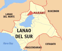 Mapa de Lanao del Sur con Marawi resaltado