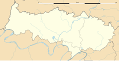 Mapa konturowa Doliny Oise, w centrum znajduje się punkt z opisem „Méry-sur-Oise”