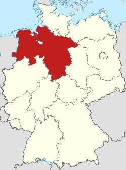 Tyskland med Land Niedersachsen markerat.