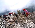 Road workers crushing rocks, Kullu