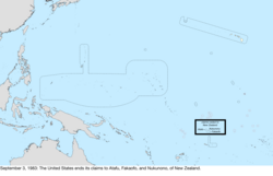 Map of the change to the United States in the Pacific Ocean on September 3, 1983