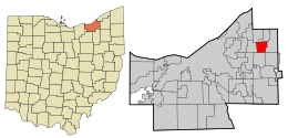 Location in Cuyahoga County and the state of Ohio