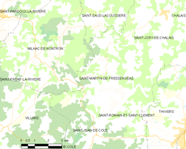 Mapa obce Saint-Martin-de-Fressengeas