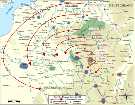 Der deutsche Angriffsplan 1914 im Westen basierend auf Schlieffens Grundgedanken von 1905