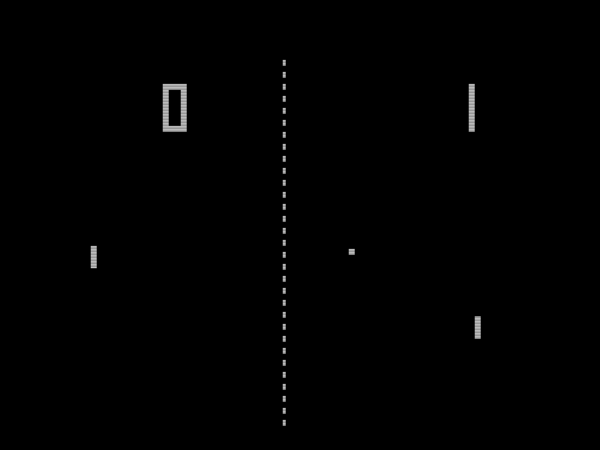 Atari's notorious arcade game Pong running.