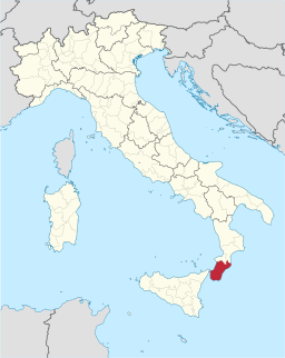 Karta över Italien med Provincia di Reggio Calabria markerat