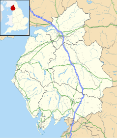 Mapa konturowa Kumbrii, w centrum znajduje się punkt z opisem „Lamonby”