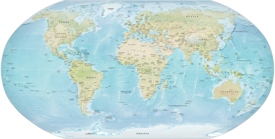 Map of the world as of 2021