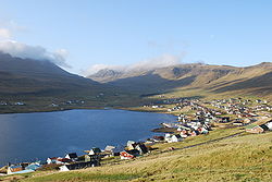 Trongisvágur, seen from Tvøroyri. The fjord is Trongisvágsfjørður