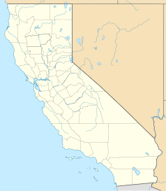 Mapa konturowa Kalifornii, po lewej znajduje się punkt z opisem „SAP Center at San Jose”