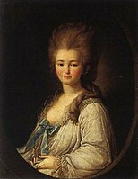 Ryskt porträtt föreställande Aleksandra von Engelhardt av Leontij Semjonovitj Miropolskij, 1780-talet.