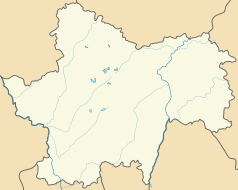 Mapa konturowa Saony i Loary, na dole po lewej znajduje się punkt z opisem „Paray-le-Monial”