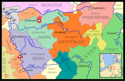 The Duchy of Westphalia and other western German states c. 1645